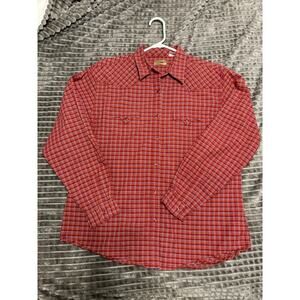Wrangler Shirt Women’s Large Western Long Sleeve Red Jewel Pearl Snaps Cowgirl